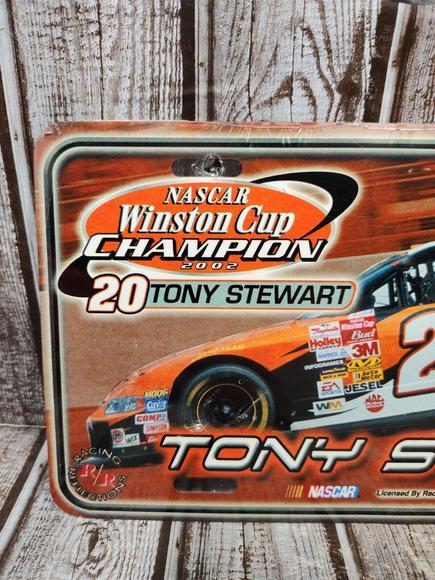 2002 Tony Stewart Winston Cup Champion Booster License Plate Nascar 20 Steel - Picture 2 of 9